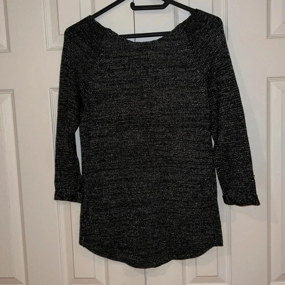 Reitmans metallic charcoal long sleeve  sweater blouse Sz SP - Picture 4 of 12